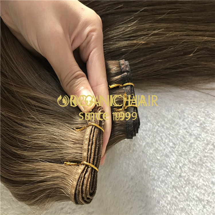 Full cuticle hybrid flat wefts hair extensions H152